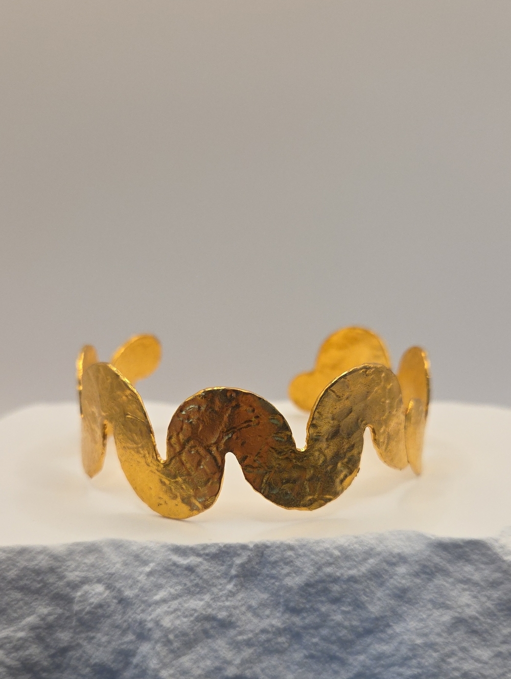 Aure Form Sculptural Gold Cuff Bracelet | 24K Gold Plated Handmade